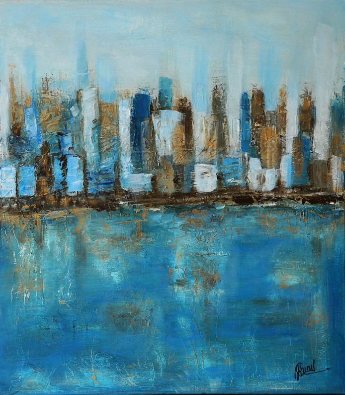 Far away blue city - 46x55cm