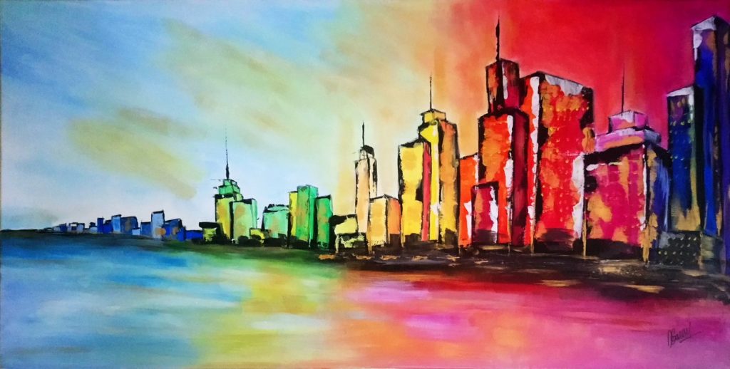 Rainbow light in the city - 40x80cm