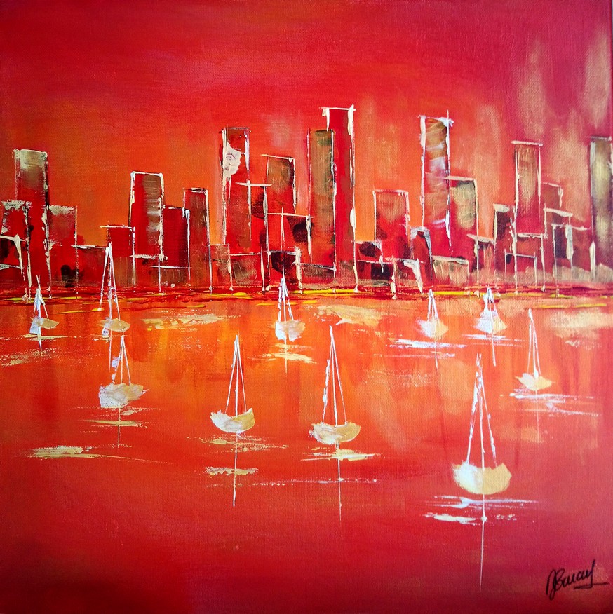 Orange sanguine city- 40x40cm