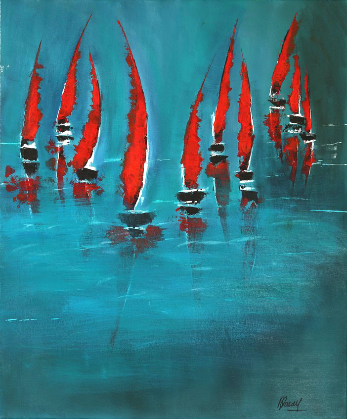 Les voiles rouges -50x61cm